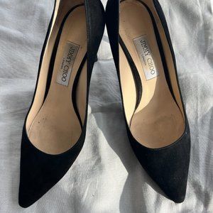 Jimmy Choo Black Suede Pointy Toe Pumps